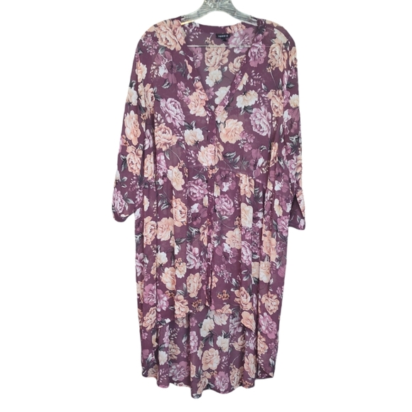 Torrid Women's Floral Plum Chiffon Hi Low Tunic Top SZ 3x - Picture 3 of 6